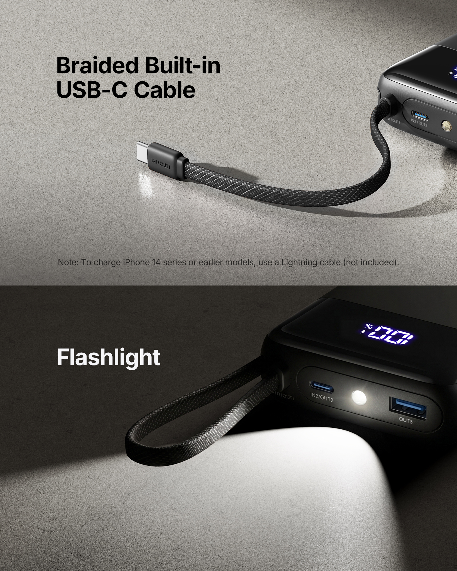 INIU 20000mAh Portable Power Bank, 45W Fast Charging, Black photo 3