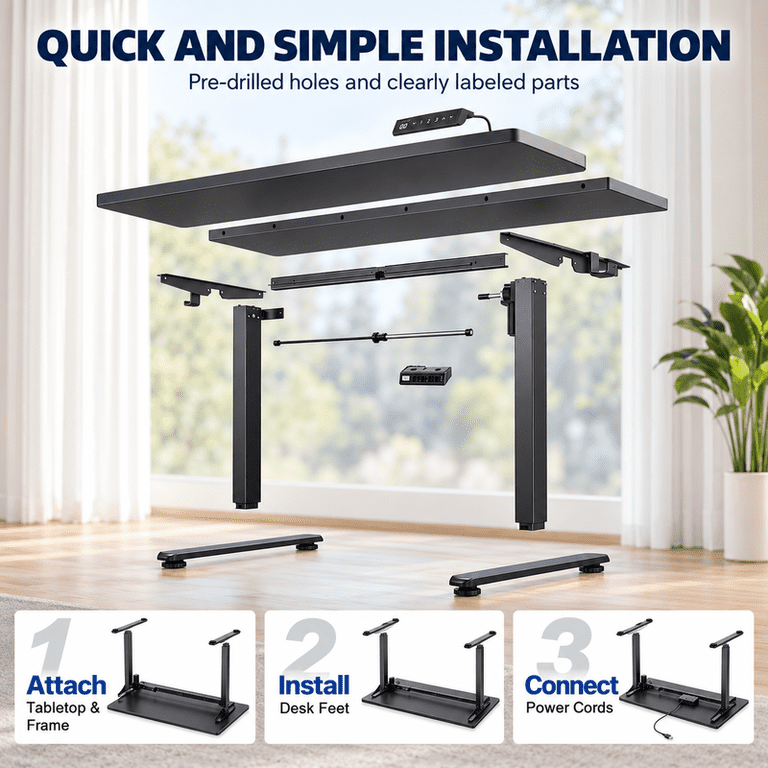 Chitooma 48" Electric Standing Desk, 4 Memory Presets photo 7