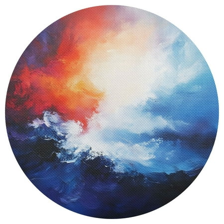 

Ryvnso Blue and Orange Marble Round Plate Mats Dining Table Placemat 1 Piece for Holiday Decoration