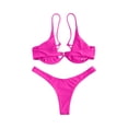 thumbnail image 4 of Two Piece Bikini Set for Women Adjustable Triangle Top with Back Clasp Closure and Low Rise Bottoms for Swimming Pool Beach Hot Pink M, 4 of 5