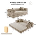 thumbnail image 4 of 5-in-1 Folding Convertible Sofa Bed, 79" Corduroy Floor Couch Futon, Pull-Out Sleeper Loveseat, Modular Boneless Sofa for Living Room & Bedroom, Beige, 4 of 10