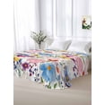 thumbnail image 5 of Colorful Floral Spring Full Size Flat Sheet, Wrinkleproof & Fadeproof Cooling Flat Bed Sheet Only, Country Watercolor Botanical Breathable Soft Bedding Top Sheets 81 x 96 Inches, 5 of 8