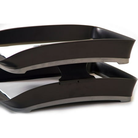 Storex Stacking Rubber Grip Letter Trays Black Gray Case Of 6