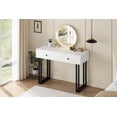 thumbnail image 3 of Coiffeuse Intelligente à DEL avec Miroir Éclairé et Tiroirs à Fermeture Douce, Table de Maquillage à 3 Couleurs Réglables avec Rangement, Meuble de Chambre Moderne Blanc Noir pour Appartement Dortoir Petits Espaces, 3 of 8