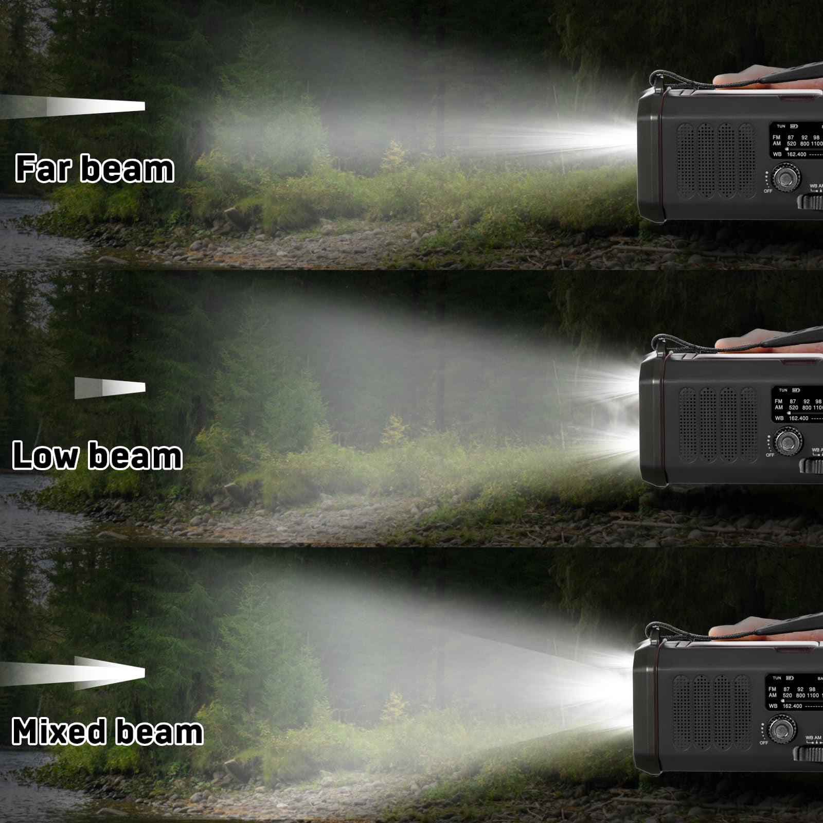 10000mah Emergency Crank Radio Noaa/am/fm Weather  Type-c Charge Solar Charging Sos 3 Modes Led Reading Lamp Compass For Outdoor Survival(black)