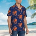 thumbnail image 6 of Uemuo Octopus Printed Regular Fit Short Sleeve Casual Hawaiian Shirt for Men,Aloha shirt,Tropical shirt,Floral print shirt,Vacation Beach shirt-, 6 of 9