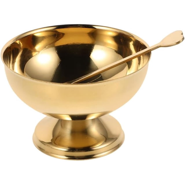 Vaso de Postre con Pedestal de Acero Inoxidable Dorado, Copa para Helado, Frutas, Ensaladas y Aperitivos, Tazón Decorativo para Presentación de Mesa Elegante