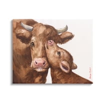 Stupell Industries Compassionate Cattle Mother & Baby Cuddle Rural Farmland Painting Gallery Wrapped Canvas Print Wall Art, Design by George Dyachenko