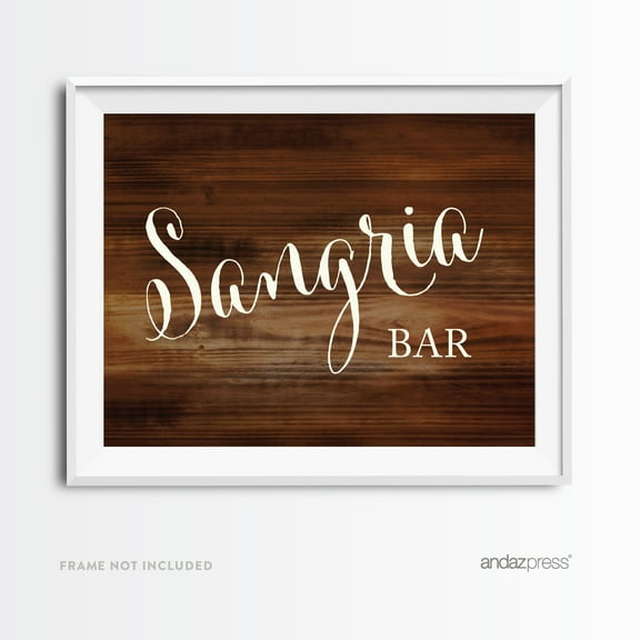 Sangria Bar Rustic Wood Wedding Party Signs