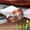 thumbnail image 4 of Pulsera magnética de cobre para hombres y mujeres, pulsera de cobre, brazalete sólido con 6 imanes, pulsera de energía con imán de cobre rojo, tamaño ajustable con bolsa de terciopelo (bronce), 4 of 5