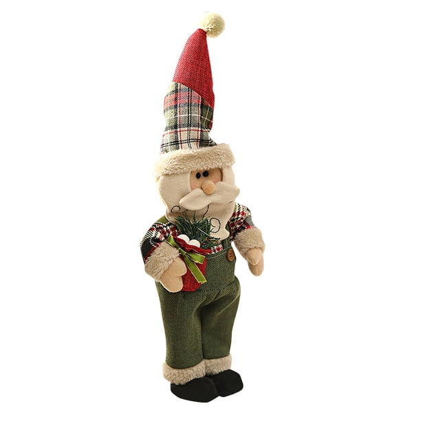 Gibobby Decoración navideña, regalo de vacaciones, cumpleaños para el, muñeco de tela de Papá Noel a mano, decoración del(A,Talla única)