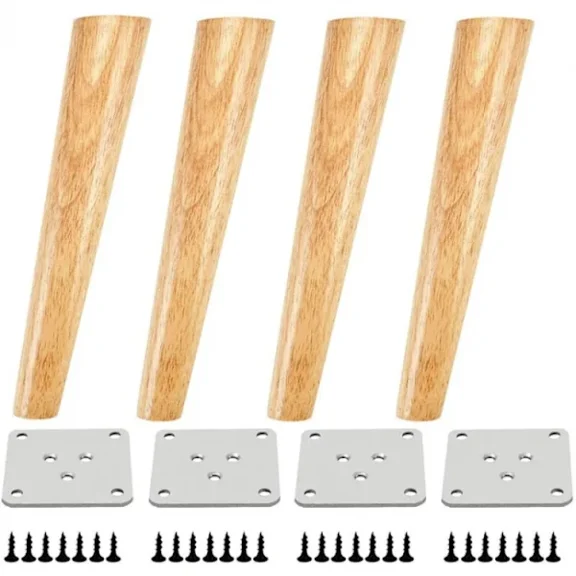 Set of 4 wooden furniture legs Slanted table legs with assembly P