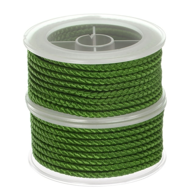 Unique Bargains 2 Packs Nylon Thread Twine Beading Cord 3mm Extra-Strong Braided Nylon Crafting String 4M/13 Feet, Army Green