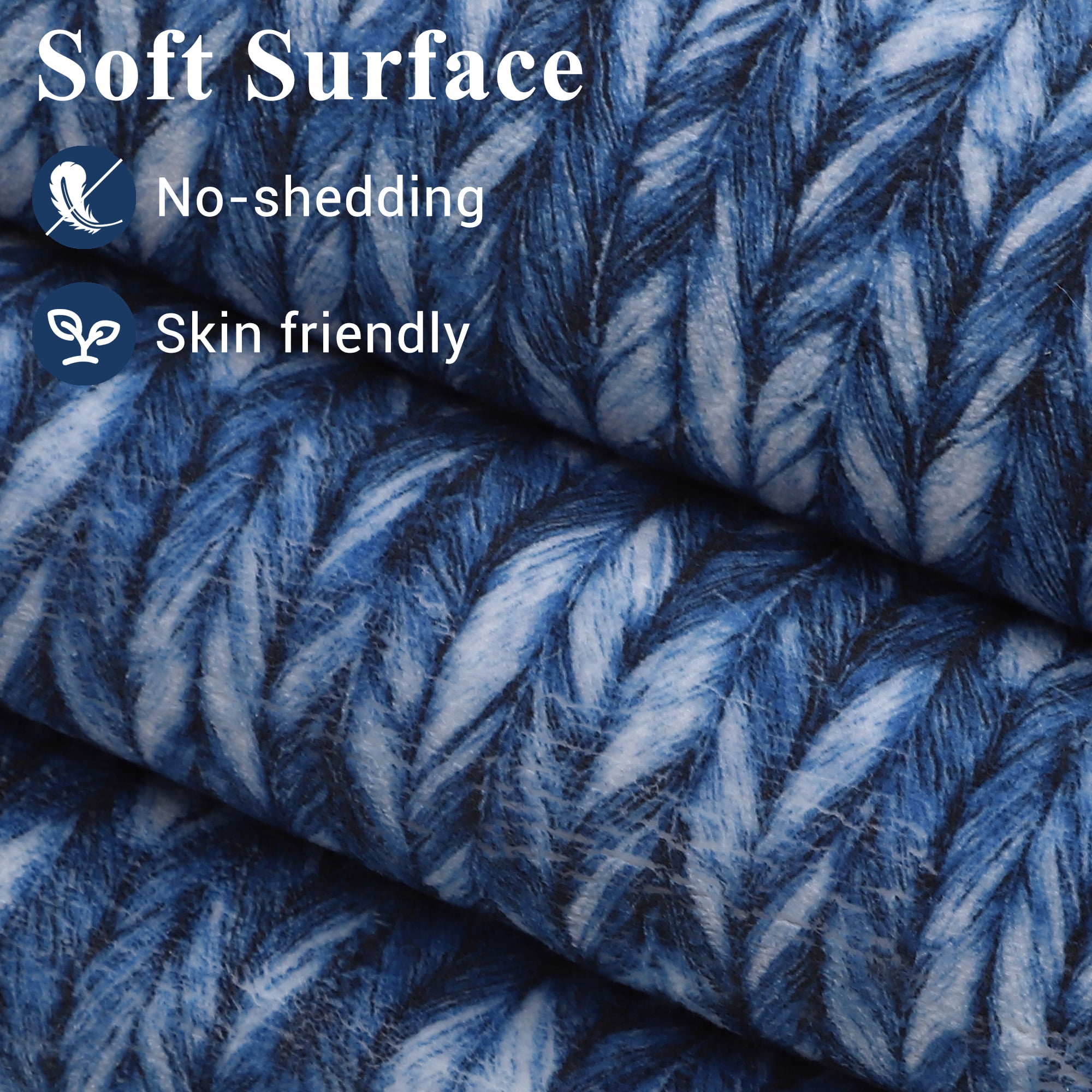 Garvee 10'x13' Large Modern Braided Print Area Rug Low Pile Non Slip Area Rugs for Living Room Bedroom, Navy Blue