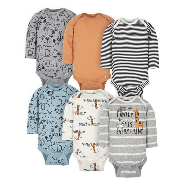 Gerber Gerber Baby Boys' Long Sleeve Onesies Bodysuits, 6Pack