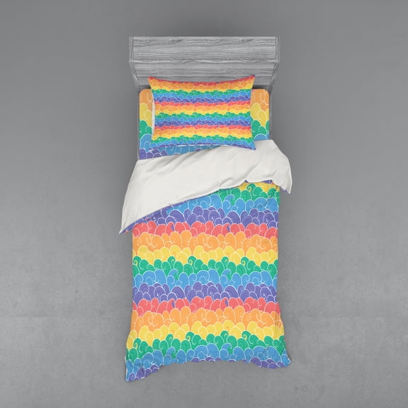 Ambesonne Colorful Bedding Set 3 Pcs, Cartoon Underwater Sea, Twin, Multicolor