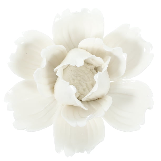 EeaseMX Flor de cerámica para colgar en la pared, decoración artesanal estereoscópica de peonía Luoyang, para sala de estar, hogar y oficina (blanco, tamaño mediano)