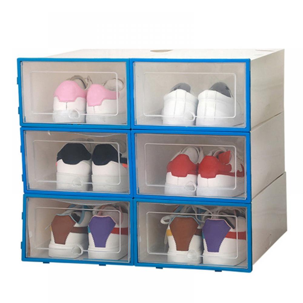 clear stackable shoe storage bins