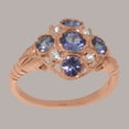 thumbnail image 3 of LBG British Made 10k Rose Gold Ring with Natural Tanzanite & Diamond Womens Statement Ring - 33 size options - Size 7.25, 3 of 7