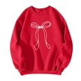 thumbnail image 4 of ASDFVBKG Oversized Sweatshirt for Women Crewneck Bow Graphic Sweatshirts Cozy Fleece Pullover Sweater Preppy Cute Long Sleeve Top Red M, 4 of 5