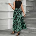 thumbnail image 4 of HAJWOH Church Dresses for Women XL Vestidos Elegantes Flowy Sleeveless Summer Dresses Casual Church Print Dresses Patchwork Ruffle Hem Formal Dresses with Belt Green XL, 4 of 5