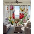 thumbnail image 4 of Tulips Light Beige Blackout Curtains 39 Inches Long, Spring Farmhouse Red Purple Floral Butterfly 2 Panels, Thermal Insulated Room Darkening Drapes with Grommets, 27.5W x 39L Each Panel, 4 of 8