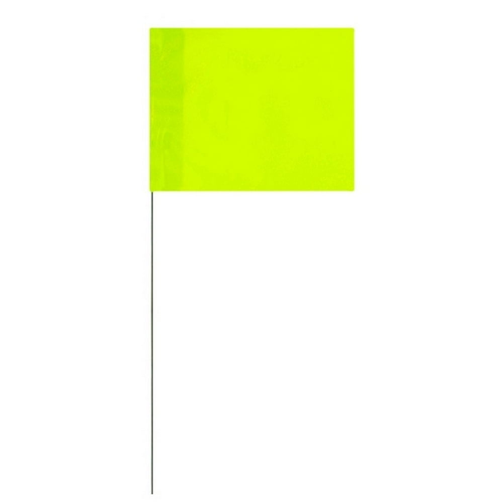 Marking Flags Fluorescent Lime 4" X 5" Flag With 21" Wire Staff (100