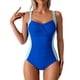 thumbnail image 1 of Traje de Baño de Color Sólido de las Mujeres, Doble Correa Delgada Plisada una Pieza para la Playa Y la Piscina, Traje de Baño de Verano Sexy con Cobertura Completa, 1 of 9