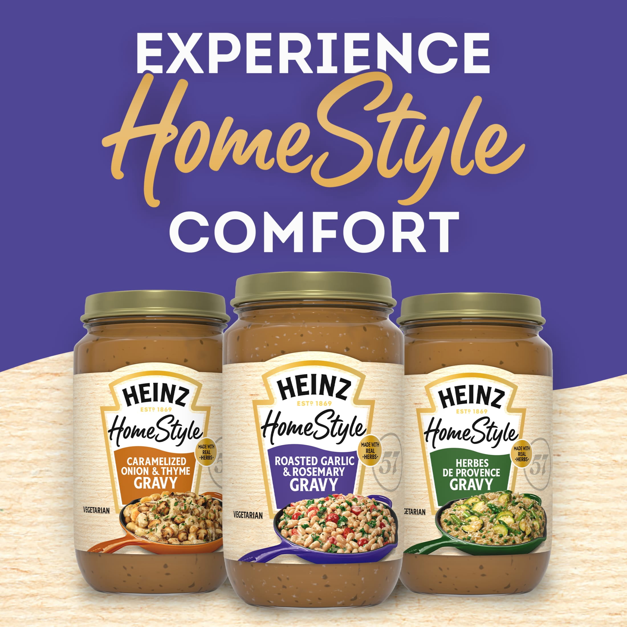 (4 pack) Heinz HomeStyle Roasted Garlic & Rosemary Gravy, 12 oz Jar