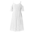thumbnail image 5 of Sngxgn Womens Dress Long Lantern Sleeve Square Neck Tie Backless Dress Ruffle Elastic Waist A-Line Mini Dress(White,M), 5 of 5