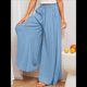 thumbnail image 5 of Pantalones Casuales de Cintura Alta para Mujer, de Color Liso, Largos y Anchos, con Bolsillos, para y Otoño. Azul XXL, 5 of 8