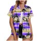 thumbnail image 1 of Pantalones Cortos para las Mujeres Sexy, Blusas de Estilo Hawaiano Impreso, Botón Arriba Cuello Turndown Superior, 1 of 6