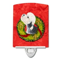 Caroline's Treasures SS4190CNL Dandie Dinmont Terrier Cristmas Wreath Ceramic Night Light, 6x4x3", multicolor