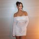 thumbnail image 4 of Vestido Ceñido Al Cuerpo para Mujer, de Transparente con Volantes, Brillante, Acampanado, de Larga, Ideal para Salir A Clubes Nocturnos Y2K. Lechoso XL, 4 of 10