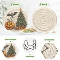 thumbnail image 4 of Yayeee 6 PCS Drink Coasters with Holder Set Woven Absorbent Round Tabletop Hot Pad, Cute Halloween Trees, 4 of 7