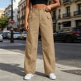 thumbnail image 4 of Nugftut Cargo Pants for Women High Waist Wide Leg Loose Casual Trouser with Pockets, 4 of 7