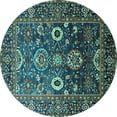 thumbnail image 1 of Ahgly Company Indoor Round Oriental Turquoise Blue Industrial Area Rugs, 4' Round, 1 of 4