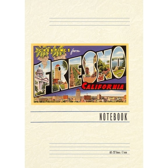 Vintage Lined Notebook Greetings from Fresno, California (Paperback)