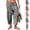 03# Gray, variant on Womens Cotton Linen Gingham Barrel Capri Pants Plaid Palazzo Trousers Harem Pants Pockets Summer Beach Vacation White M