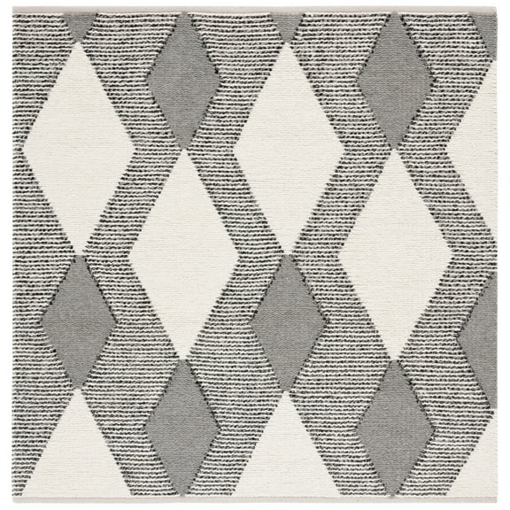 SAFAVIEH Natura Medici Diamond Area Rug, Ivory/Grey, 6' x 6' Square