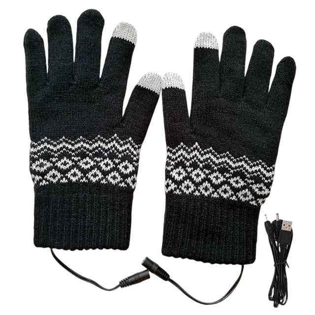 Guantes térmicos con calefacción por USB para hombre y mujer, de invierno, cálidos y táctiles. negro