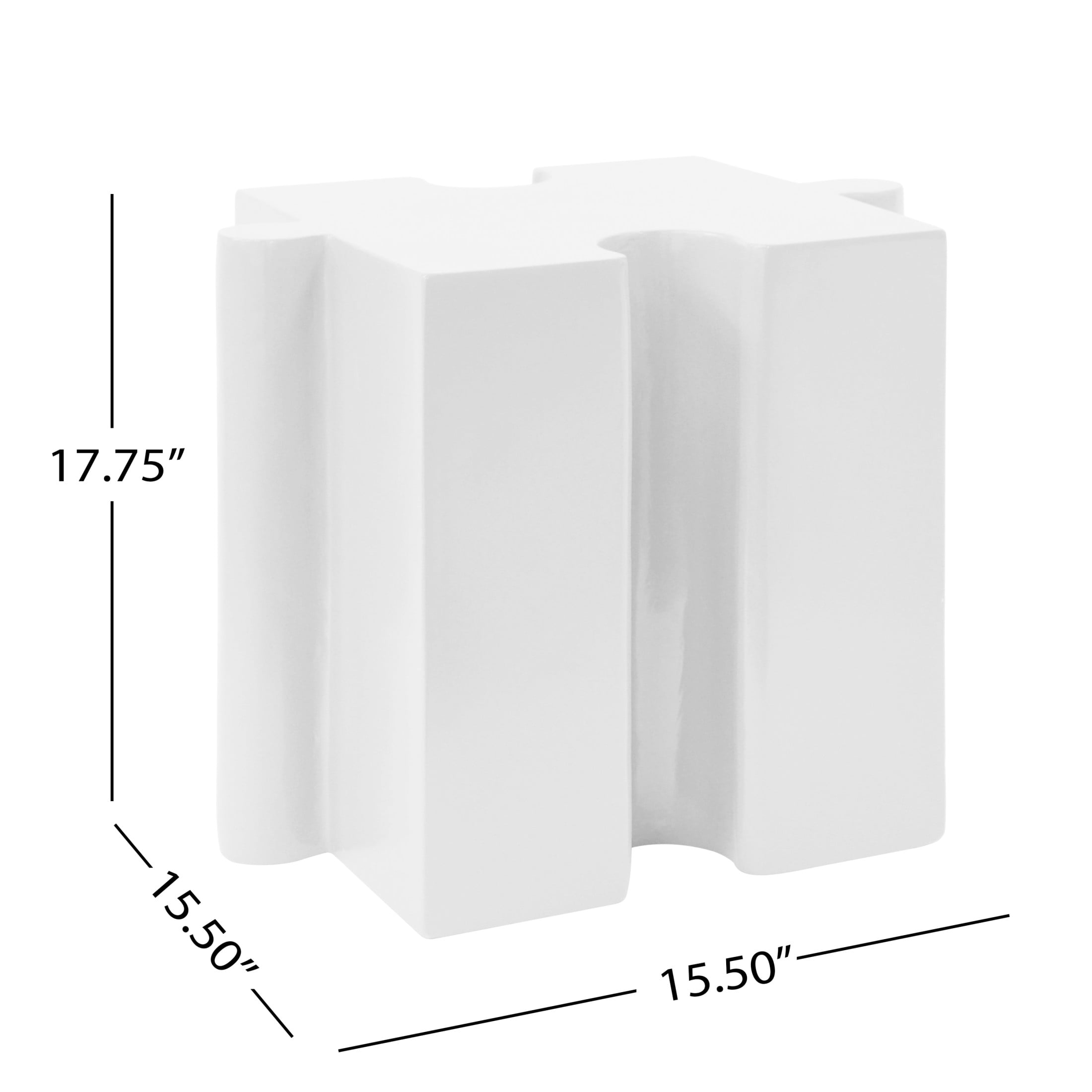 Christopher Knight Home 3-Piece Artistic Puzzle Table Set, 47" Modular Interlocking Design, Indoor Outdoor Use, White
