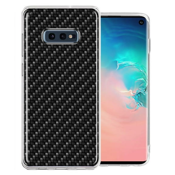 MUNDAZE For Samsung Galaxy S10e Carbon Fiber Look Double Layer Phone Case Cover