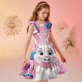 thumbnail image 7 of Girls Easter Dresses Bunny Print Short Sleeve Ruffle A-Line Casual Spring Kids Dress for Kids Ages 5-14 Multicolor,Size 11 T, 7 of 7