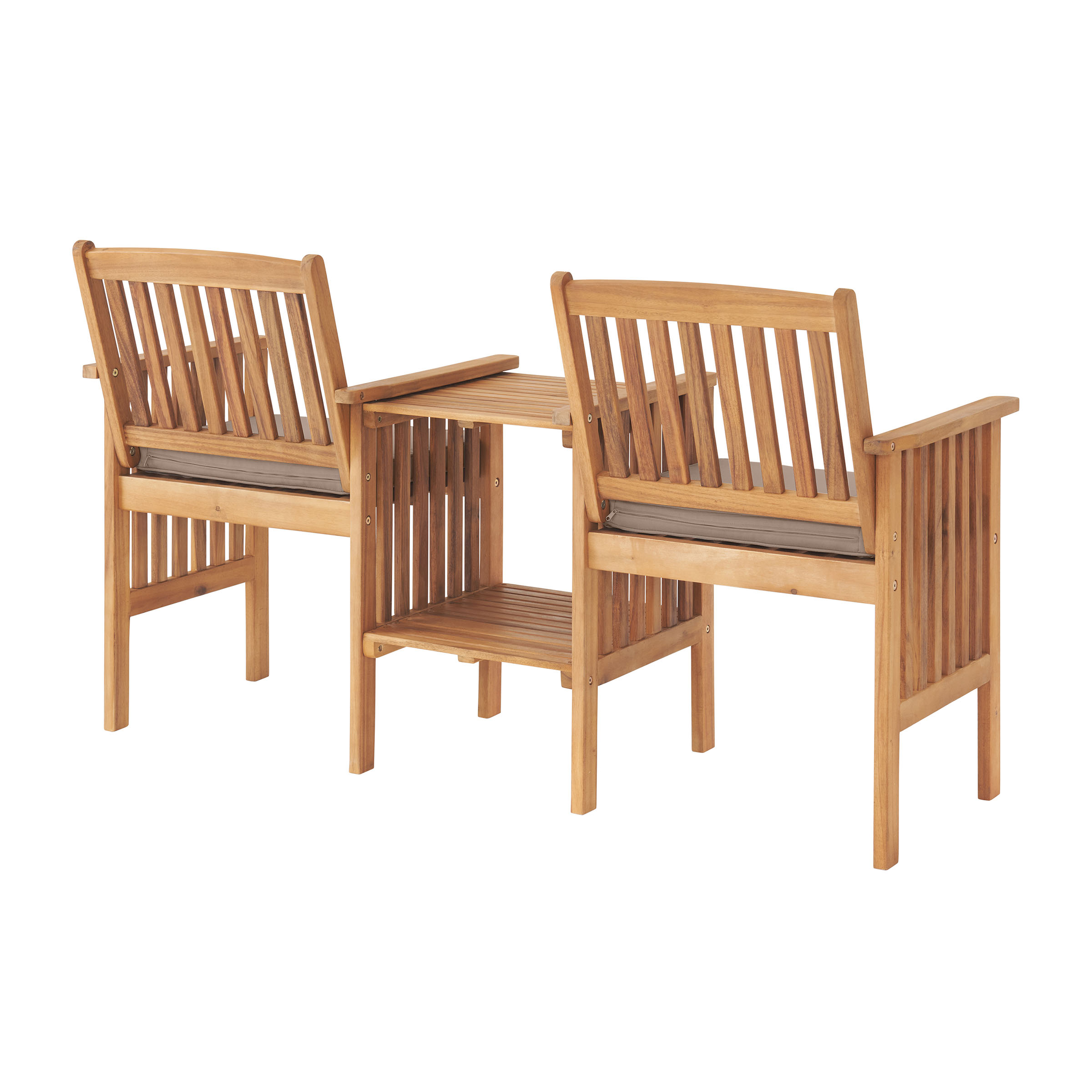 Alaterre Furniture Bristol Acacia Wood Outdoor Double Seat Bench with Attached Table, Natural