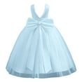 thumbnail image 3 of Toddler Formal Dresses Girls Blue Dress Tulle Dress Flower Girl Dresses for Wedding Dress Up Clothes for Girls 6-7 Years, 3 of 5