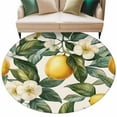 thumbnail image 6 of Watercolor Lemon Round Rug 5ft Washable Circle Kitchen Rugs Non Slip Green Yellow Fruit Country Flower Large Area Rug Indoor Floor Carpet for Bedroom Living Room Home Office Dining Room Nursery, 6 of 8