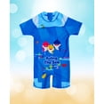 thumbnail image 4 of Toddler Swimsuit One Piece Short Sleeve Rash Guard Kids Swimwear Baby Shark Clothing Baby Shark Blue 3T, 4 of 6