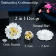 thumbnail image 4 of 2 in 1 Natural Shell Flower Multicolor CZ Yellow Stud Earrings Fashion Jewelry, 4 of 9