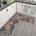 thumbnail image 2 of Multicolor Ethnic Geometric Pattern Kitchen Rugs Sets Of 2,Anti Fatigue Kitchen Mat Rugs Non Slip Washable,Decorative Kitchen Floor Mats for Kitchen,Sink,Laundry,17"x30"+17"x47", 2 of 7